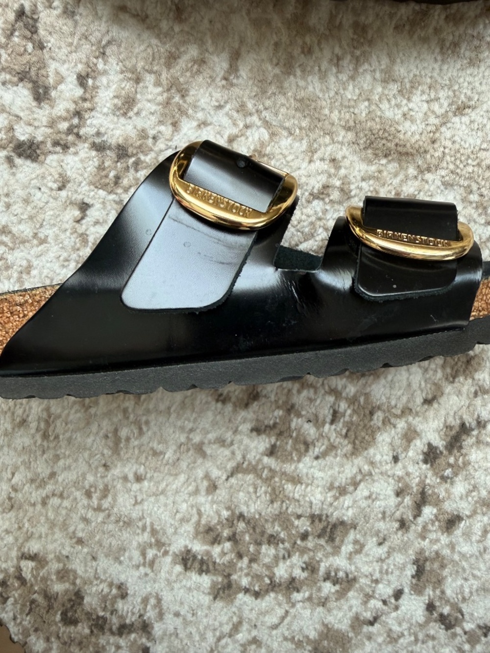 Birkenstock Arizona Big Buckle High Shine Sandals in Black Size 38 - Picture 9 of 10